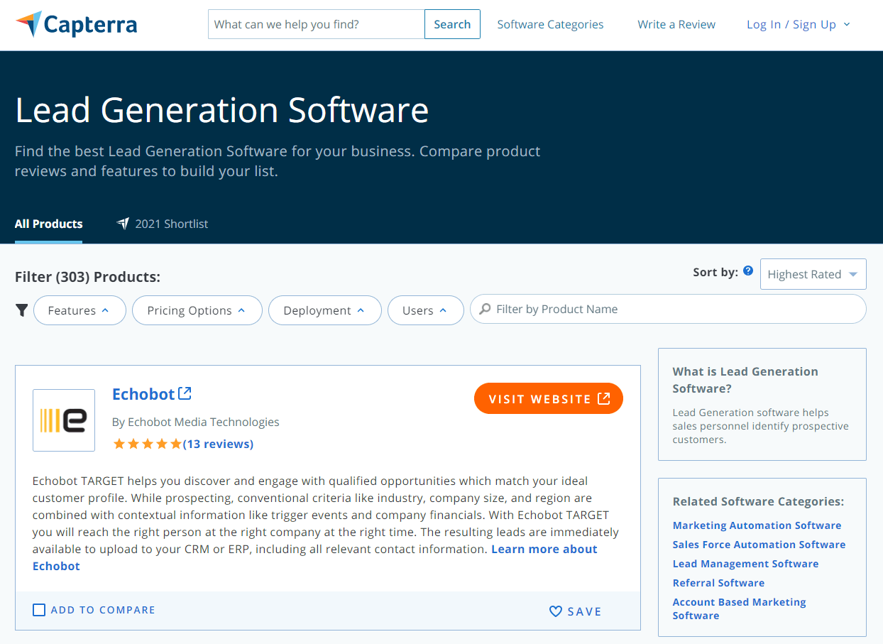 Capterra - Lead Generation Software
