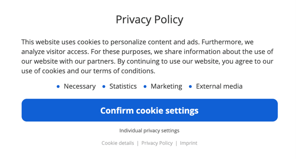 GDPR - Privacy Policy Settings for Cookies